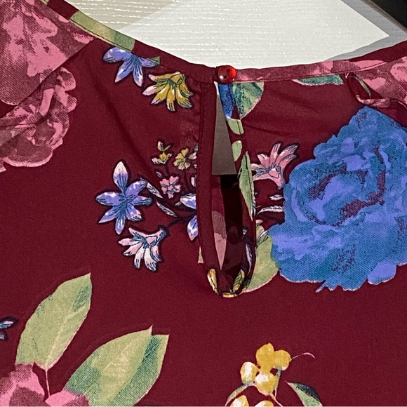 Live 4 Truth Women’s Burgundy Floral Open Shoulder Top Size XL♦️ - Picture 5 of 6
